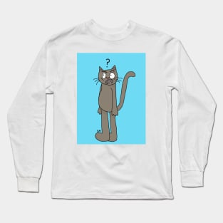 Confused Cat Design Long Sleeve T-Shirt